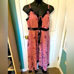 City Chic mauve floral hankerchief hem chiffon summer maxi dress size 18/M